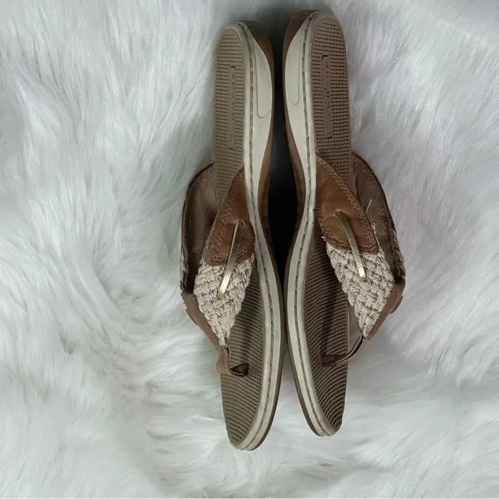 Sperry Tan and Cream Braided Sandals
